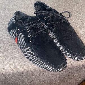 Shoens velvet feel black white lace up shoes unisex women us size 12 men 10